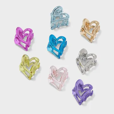 Girls 8pk Heart Mini Claw Clip Set - art class