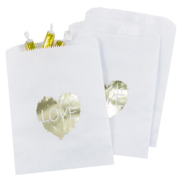 25ct Brush of Love Treat Bags White