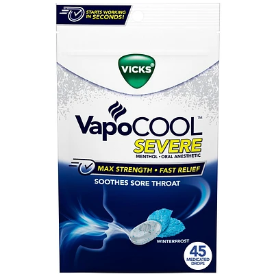 Vicks VapoCOOL Severe Medicated Cough Drops - Menthol - 45ct