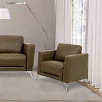 35 Malaga Chair Taupe Leather - Acme Furniture: Chrome Legs, No Assembly Required