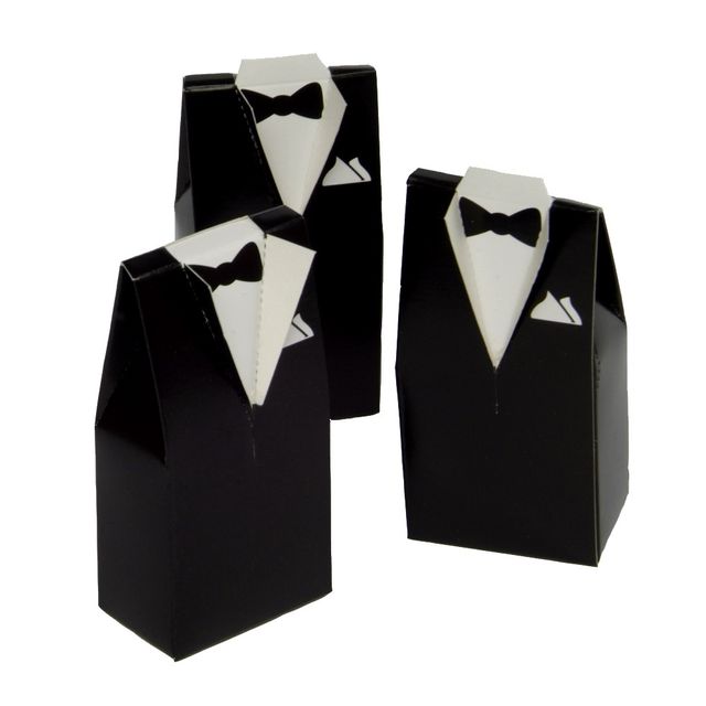 25ct Tuxedo Shaped Wedding Favor Boxes White: Hortense B. Hewitt Gift Ideas for Bridesmaid Proposal & Tuxedo Party