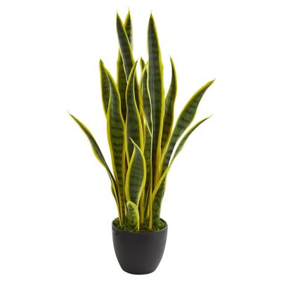 26 x 8 Artificial Sansevieria Plant in Pot - Nearly Natural: Indoor Faux Snake Plant Decor