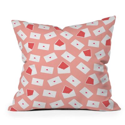 26x26 Oversized Joy Laforme Love Mail Throw Pillow: Removable Cover - Deny Designs