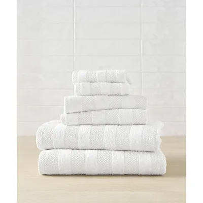 6pc Noah Quick Dry Towel Set White - Blue Loom