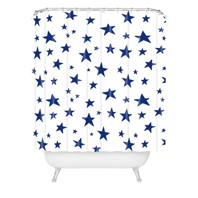 Marta Barragan Camarasa Night Garden Brushstrokes Shower Curtain Blue - Deny Designs: Polyester Microfiber, Buttonhole Top