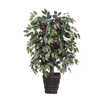 Capensia Bush in Square Willow Container (48): Vickerman Faux Ficus, Indoor Silk Plant, No Assembly Required