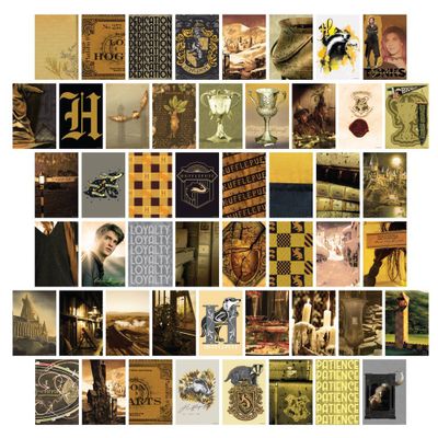 Harry Potter Hufflepuff Collage Kit - Con*Quest Journals: Hogwarts Craft Activity, 50-Piece Paper Craft Kit, All Ages