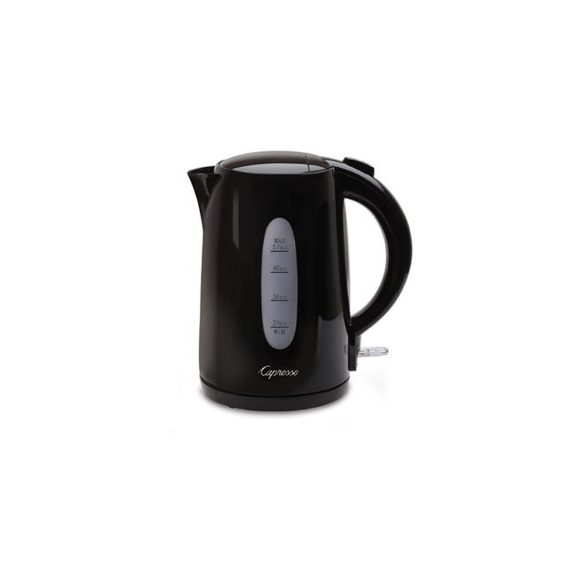 Capresso Large 57-ounce Electric Water Kettle  Black 279.01: 1500W Boil Dry Protection Water Heater Kettle