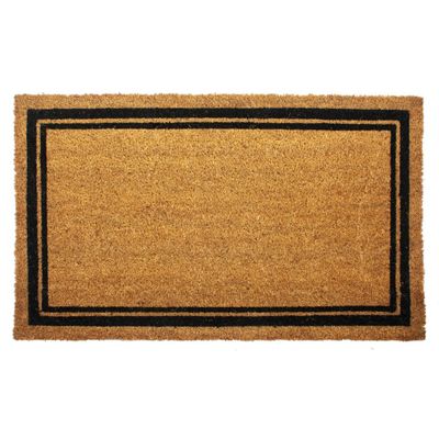 15 x 25 Indoor/Outdoor Coir Doormat with Border Natural/Black - Entryways: PVC Backed, Shake Clean, Medium Pile