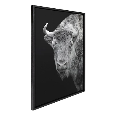 Kate & Laurel All Things Decor 23x33 Sylvie American Bison Buffalo Yellowstone Wildlife Animal BW Framed Metallic Canvas Wall Art by Xy