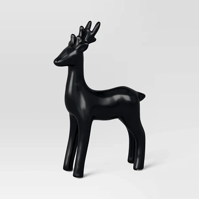 Ceramic Standing Deer Christmas Animal Figurine - Black