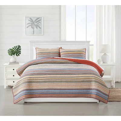 Oceanfront Resort 3pc Full/Queen Naples Yarn Dye Striped Quilt Set