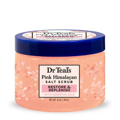 Dr Teals Restore & Replenish Orange Scented Pink Himalayan Sea Salt Scrub - 16oz