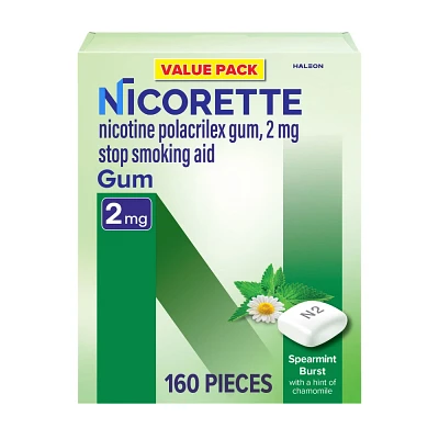 Nicorette 2mg Stop Smoking Aid Nicotine Gum - Spearmint Burst - 160ct