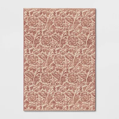 7x10 Block Print Floral Outdoor Rug Red - Threshold