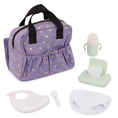 LullaBaby Baby Doll Diaper Bag and Baby Doll Accessories Set - Lilac