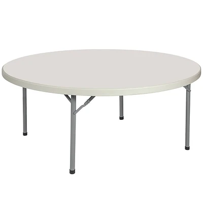 Hampden Furnishings 71 Baldwin Collection Round Folding Table Gray: Stain-Resistant, Seats 12, No Assembly Required