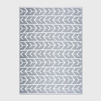 Playa Rug 6x9 Amsterdam Recycled Plastic Indoor Outdoor Floor Mat Gray/White