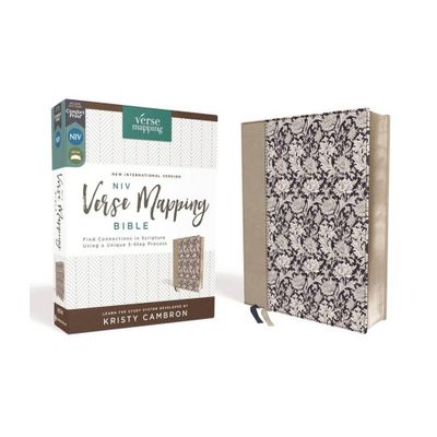 Niv, Verse Mapping Bible, Leathersoft, Navy Floral, Comfort Print - by Zondervan (Leather Bound)