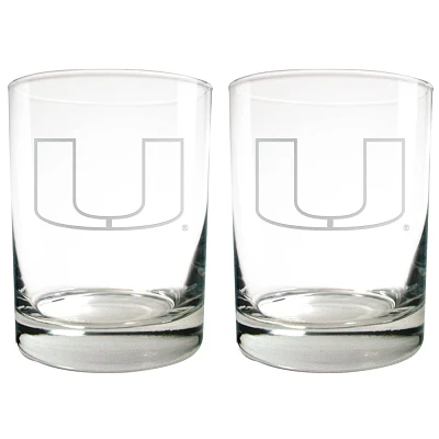 NCAA Miami Hurricanes Rocks Glass Set - 2pc