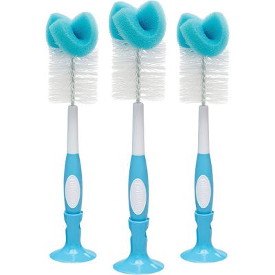 Dr. Browns Baby Bottle Cleaning Brush, Sponge and Bristle Brush with Nipple Cleaner -3pk - Blue