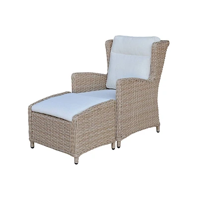 International Concepts Wicker Outdoor Patio Chaise Lounge Chair with Cushion