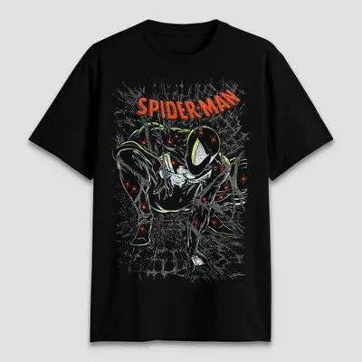 Mens pider-Man Dark hort leeve Graphic T-hirt - Black