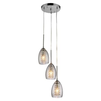 Warehouse Of Tiffany 11 X 11 X 21 Inch Light Silver Ceiling Lights: ETL Listed, Metal & Glass Pendant