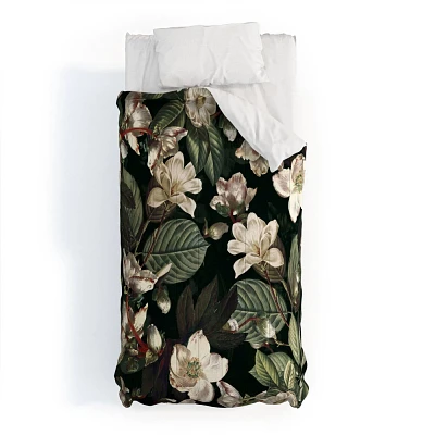 Deny Designs Twin/Twin Extra Long Burcu Korkmazyurek Dark Garden Comforter and Pillow Sham Black