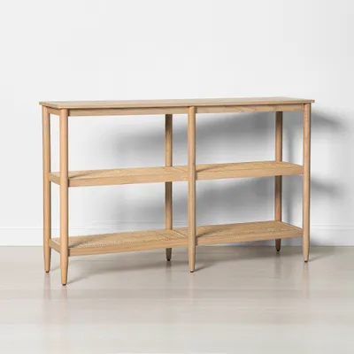 Wood & Cane 3-Shelf Console Bookcase : Sturdy Frame, Open Storage - Hearth & Hand with Magnolia