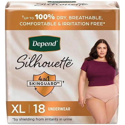 Depend Silhouette Incontinence & Postpartum Underwear for Women - Maximum Absorbency - XL - Pink