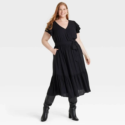 Women Flutter Short Sleeve Wrap Maxi Dre