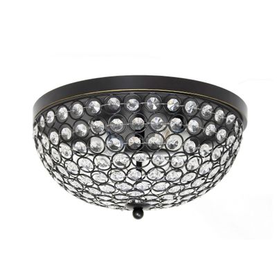 13 Elipse Crystal Flush Mount Ceiling Light  - Elegant Designs: UL Listed, Metal Body, Dome Shade