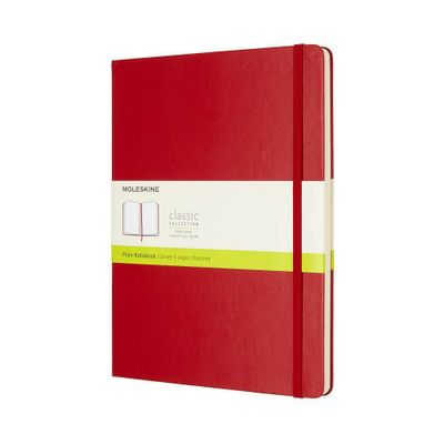 Moleskine Blank Notebook XL Hard Cover Red: Journal, Acid-Free Paper, Elastic Closure, Ribbon Marker, 192 Pages