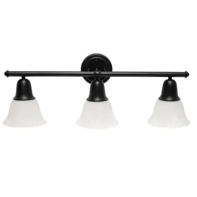 3 Light Metal and Alabaster White Glass Vanity Wall Light Fixture: ETL Listed, Modern - Lalia Home