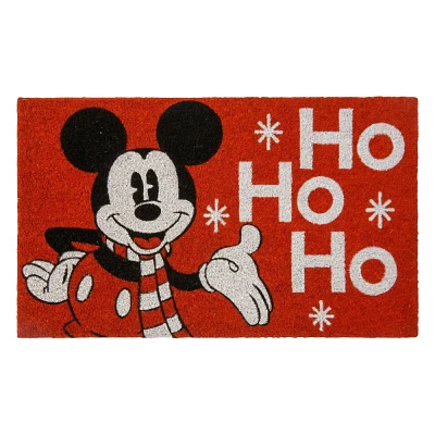 Disney 15x25 Mickey Mouse Ho Ho Ho Coir Doormat Natural