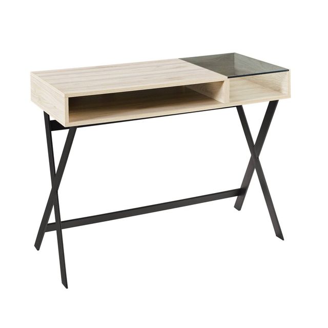 Modern Mixed Material Open Storage Computer Desk