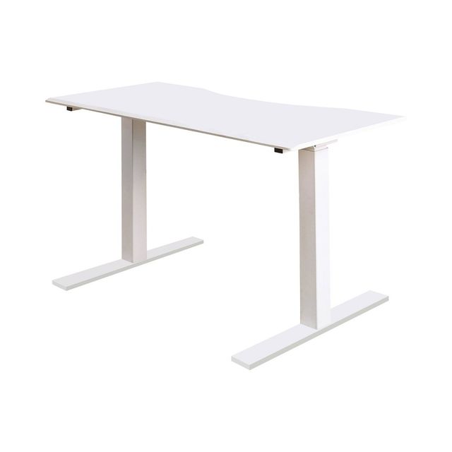 HOMES: Inside + Out Baron Contemporary Adjustable Office Stand Up Table Small White : Modern Standing Workstation with USB Port