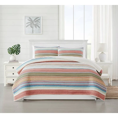 Oceanfront Resort 2pc Twin Palm Beach Yarn Dye Striped Quilt Set