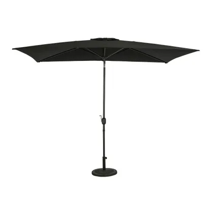 Island Umbrella 10 x 6.5 Rectangular Bimini Market Patio Umbrella Black: Weather-Resistant, Steel Frame, Crank Handle