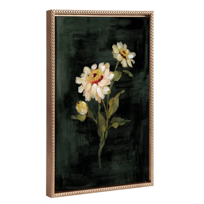 18x24 Sylvie Beaded White Zinnia Framed Canvas by Annie Quigley Gold - Kate & Laurel All Things Decor