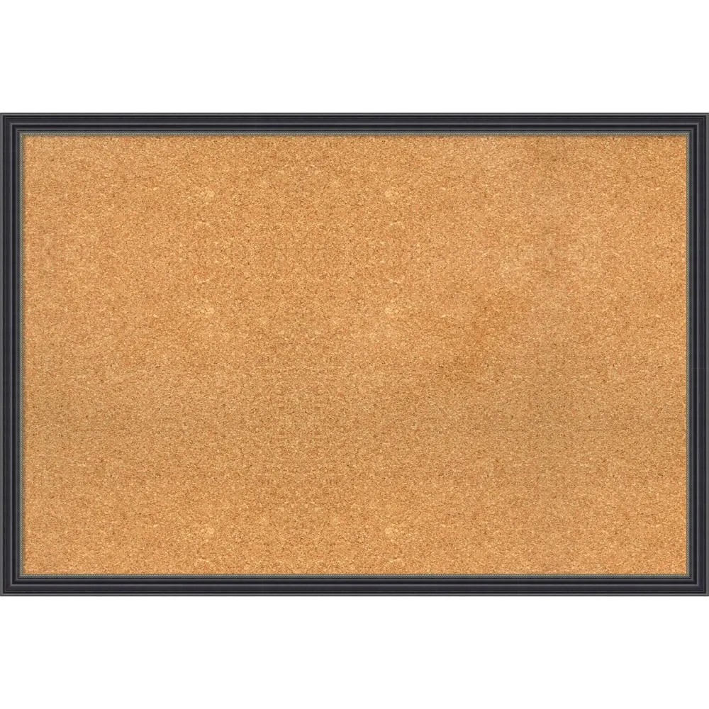 38x26 Stylish Wood Frame Natural Cork Board Black - Amanti Art: Wall Mount, Decorative, 2ft x3ft