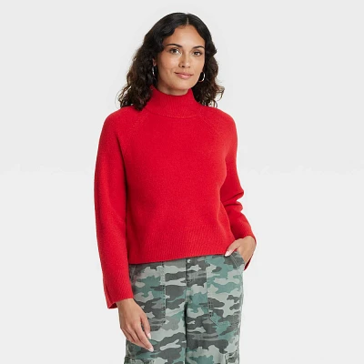 Women Cozy Knit Mock Turtleneck Pullover Sweater