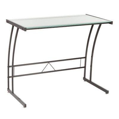 Sigma Contemporary Desk Black/White - LumiSource: Tempered Glass, Metal Frame, Home Office, Dorm Station