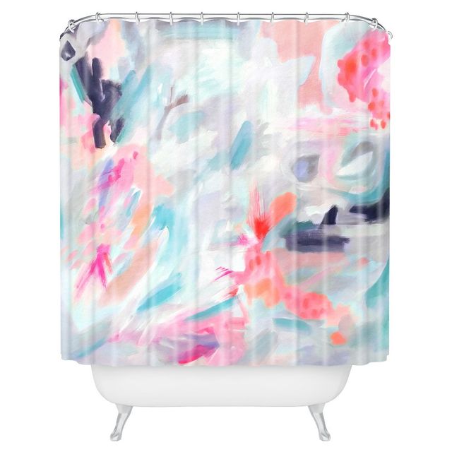 Watercolor Swirl Shower Curtain Blue - Deny Designs: Abstract Poplin Polyester, Machine Washable