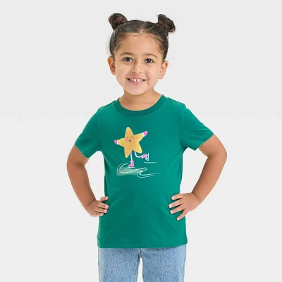 Toddler Girls Short Sleeve Star Ice Skating Graphic T-Shirt