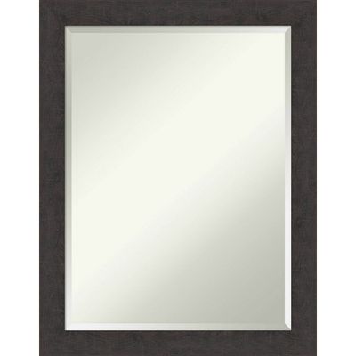 21x27 Rustic Plank Espresso Framed Bathroom Vanity Wall Mirror - Amanti Art: Wall Mount, Beveled Glass