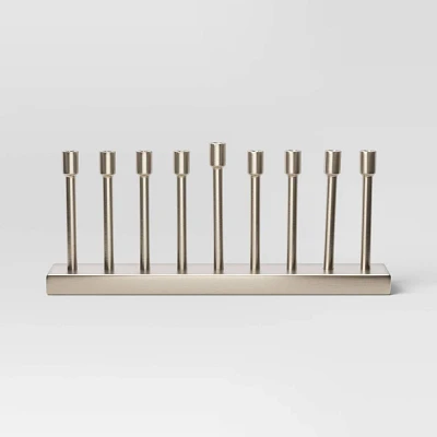 Metal Hanukkah Menorah Candle Holder Silver - Threshold