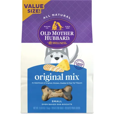 Old Mother Hubbard by Wellness Classic Crunchy Original Assortment Biscuits Small Oven Baked with Carrot, Apple, Cheese and Chicken Dog Treats