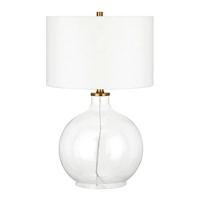 Hampton & Thyme 24.75 Tall Table Lamp: Luminescent Glass Base, Polyester Drum Shade, UL Listed